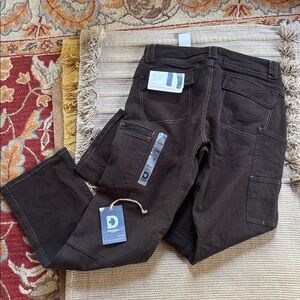 Dovetail workwear Day Construct cargo pants dark brown canvas NEW womens 12 30